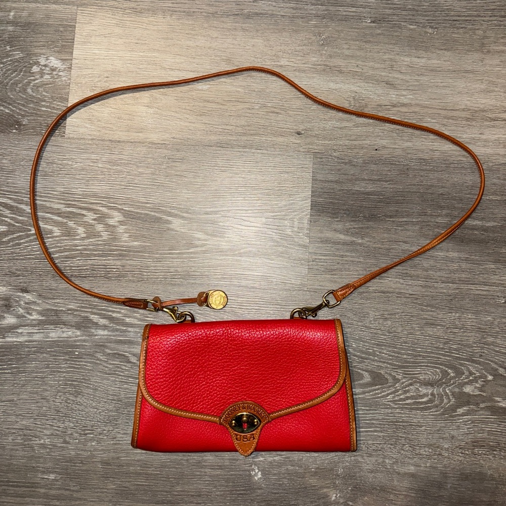 Dooney & Bourke Vintage Red All Weather Leather Crossbody Bag USA Made Pebbled - Picture 3 of 10